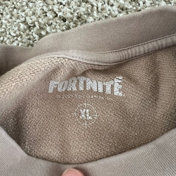 RARE Fortnite Mr Porter Collab Squad Puff Paint Cotton Sweatshirt Tan Size XL - Picture 7 of 8